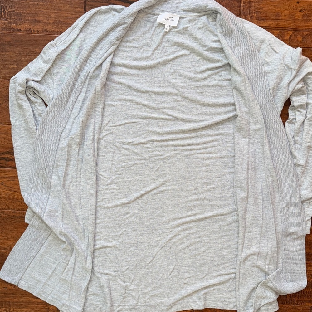 Soma WKND gray knit open lounge lightweight cardigan, small - Picture 4 of 6